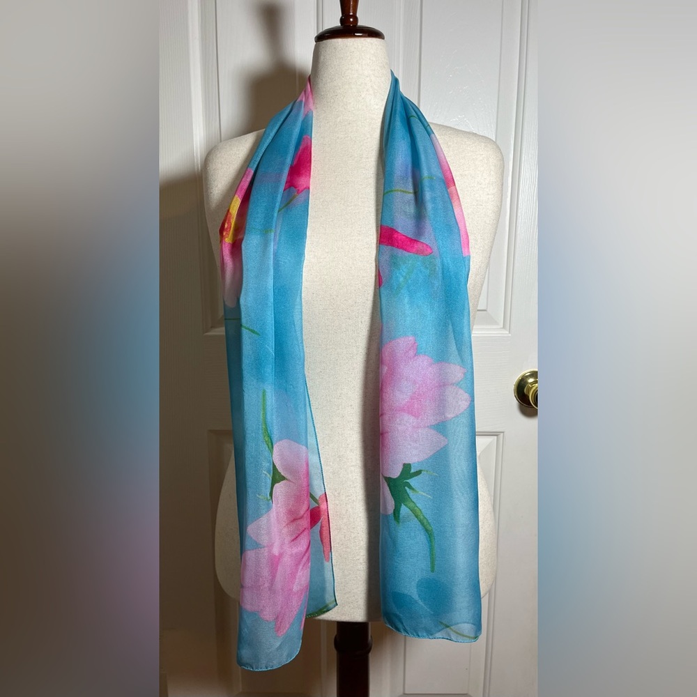 Vibrant Floral Silk Scarf - Picture 5 of 7